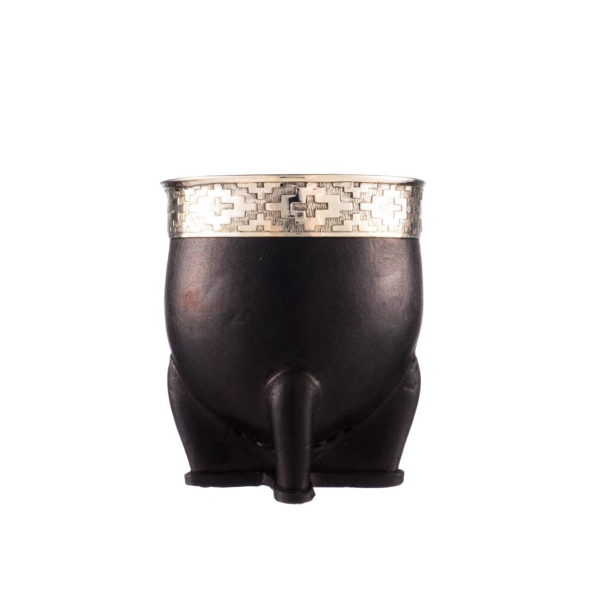Handgemaakte Imperial Maté Beker | Leder + Alpaca (Duits Zilver)