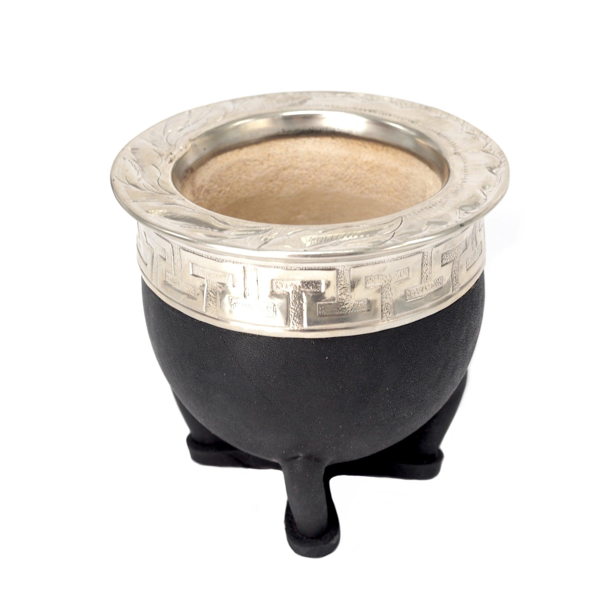 Handgemaakte Imperial Maté Beker | Leder + Alpaca (Duits Zilver)