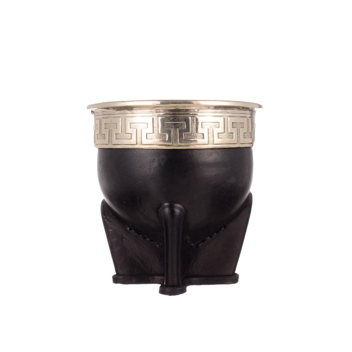 Handgemaakte Imperial Maté Beker | Leder + Alpaca (Duits Zilver)